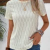 Beige Lightweight Short Sleeve Round Neck T Shirt