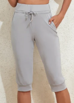 Grey Pocket Drawastring High Waisted Jogger Pants -LICA Clothing Shop 333744 P 16850914162582