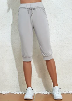 Grey Pocket Drawastring High Waisted Jogger Pants -LICA Clothing Shop 333744 P 16850914164805