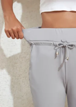 Grey Pocket Drawastring High Waisted Jogger Pants -LICA Clothing Shop 333744 P 16850914166203