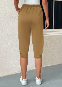 Light Camel Pocket Jogger Elastic Waist Pants -LICA Clothing Shop 334707 P 16848397563922