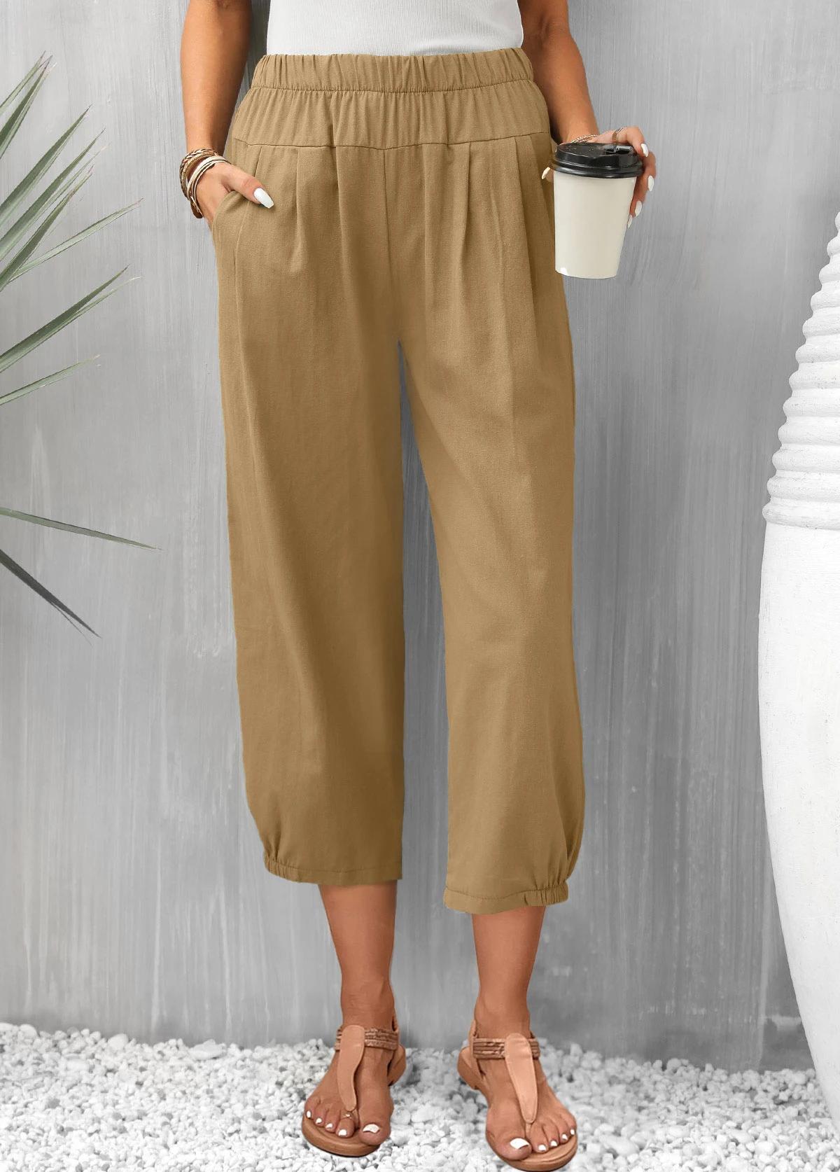 Light Coffee Pocket High Waisted Pants 1 Light Coffee Pocket High Waisted Pants