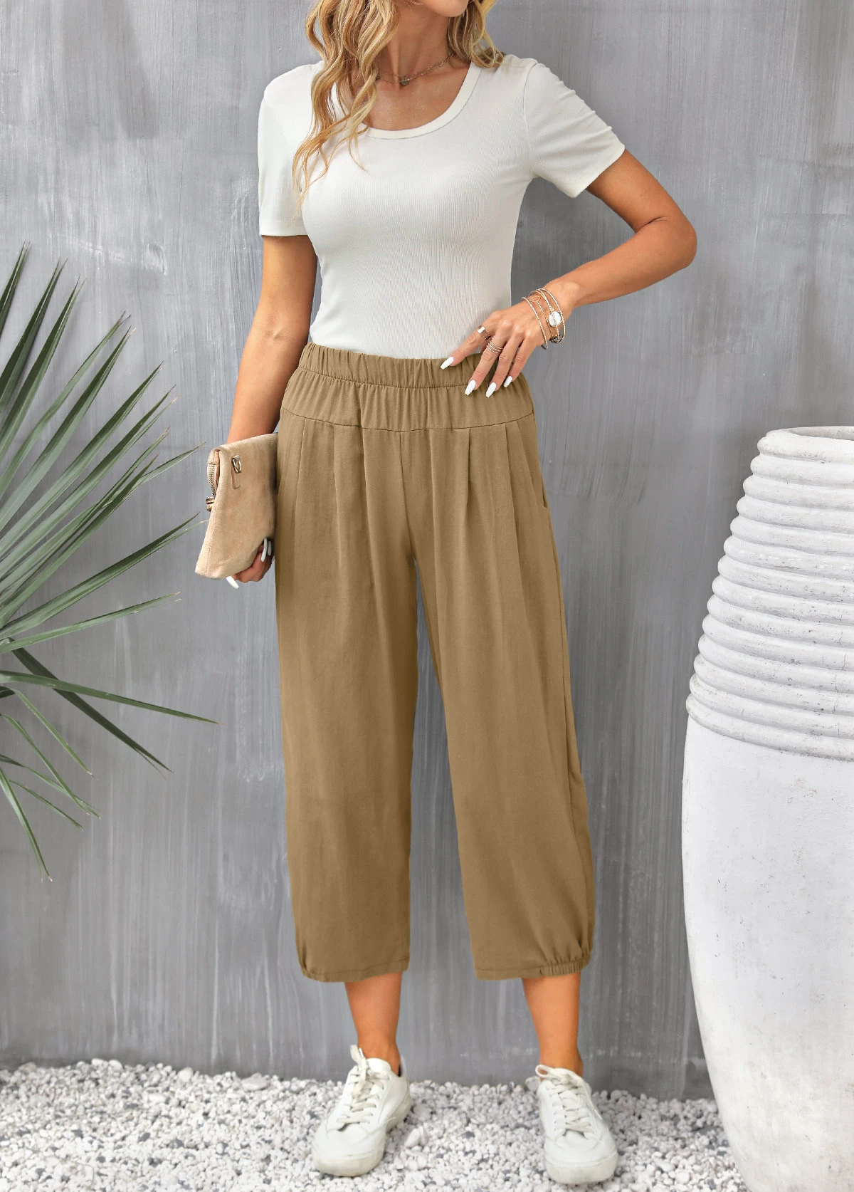 Light Coffee Pocket High Waisted Pants 5 Light Coffee Pocket High Waisted Pants - Image 5