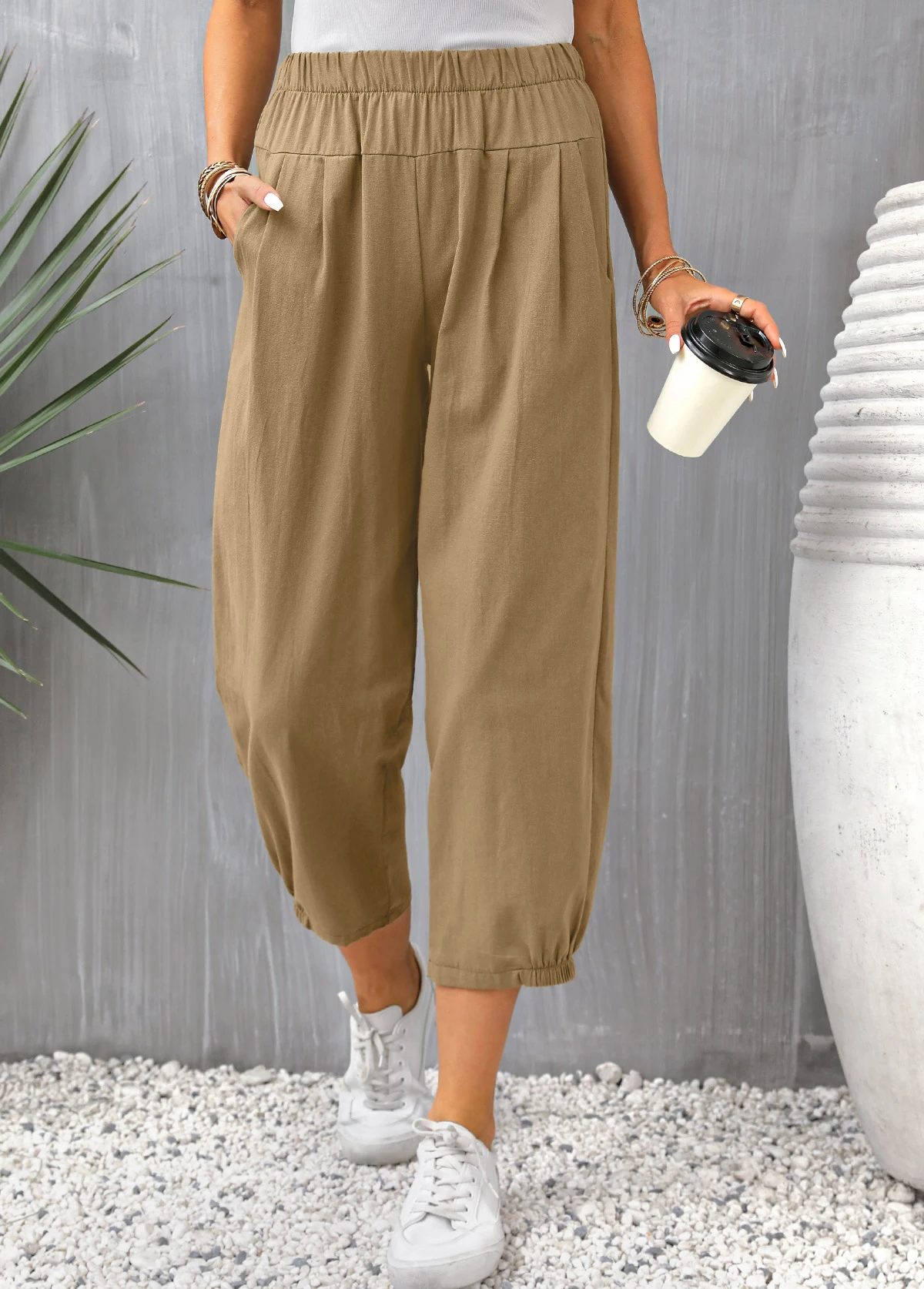 Light Coffee Pocket High Waisted Pants 4 Light Coffee Pocket High Waisted Pants - Image 4