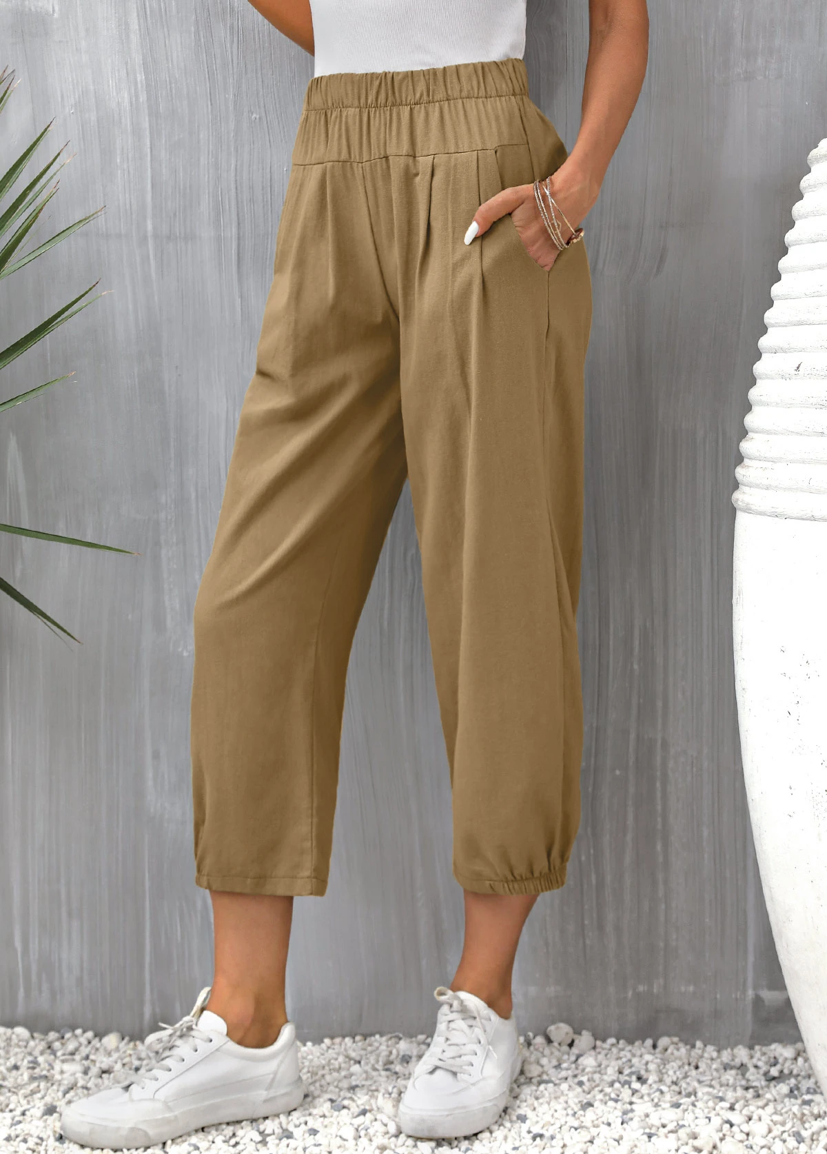Light Coffee Pocket High Waisted Pants 3 Light Coffee Pocket High Waisted Pants - Image 3