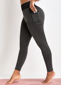 Black Pocket Skinny Elastic Waist High Waisted Pants