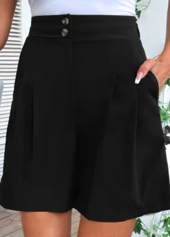 Black Button High Waisted Shorts -LICA Clothing Shop 335598 P 16873106700732