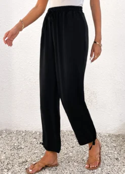 Black Lightweight Jogger Elastic Waist High Waisted Pants -LICA Clothing Shop 336748 P 16896776531045