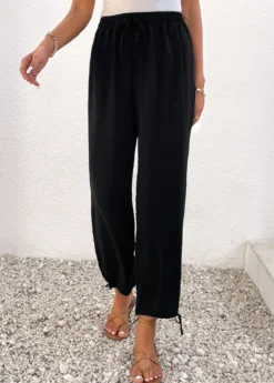Black Lightweight Jogger Elastic Waist High Waisted Pants -LICA Clothing Shop 336748 P 16896776532164