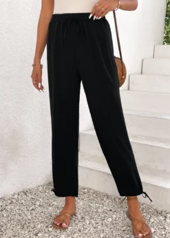Black Lightweight Jogger Elastic Waist High Waisted Pants -LICA Clothing Shop 336748 P 16896776536612