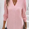 Light Pink Ruched Long Sleeve T Shirt
