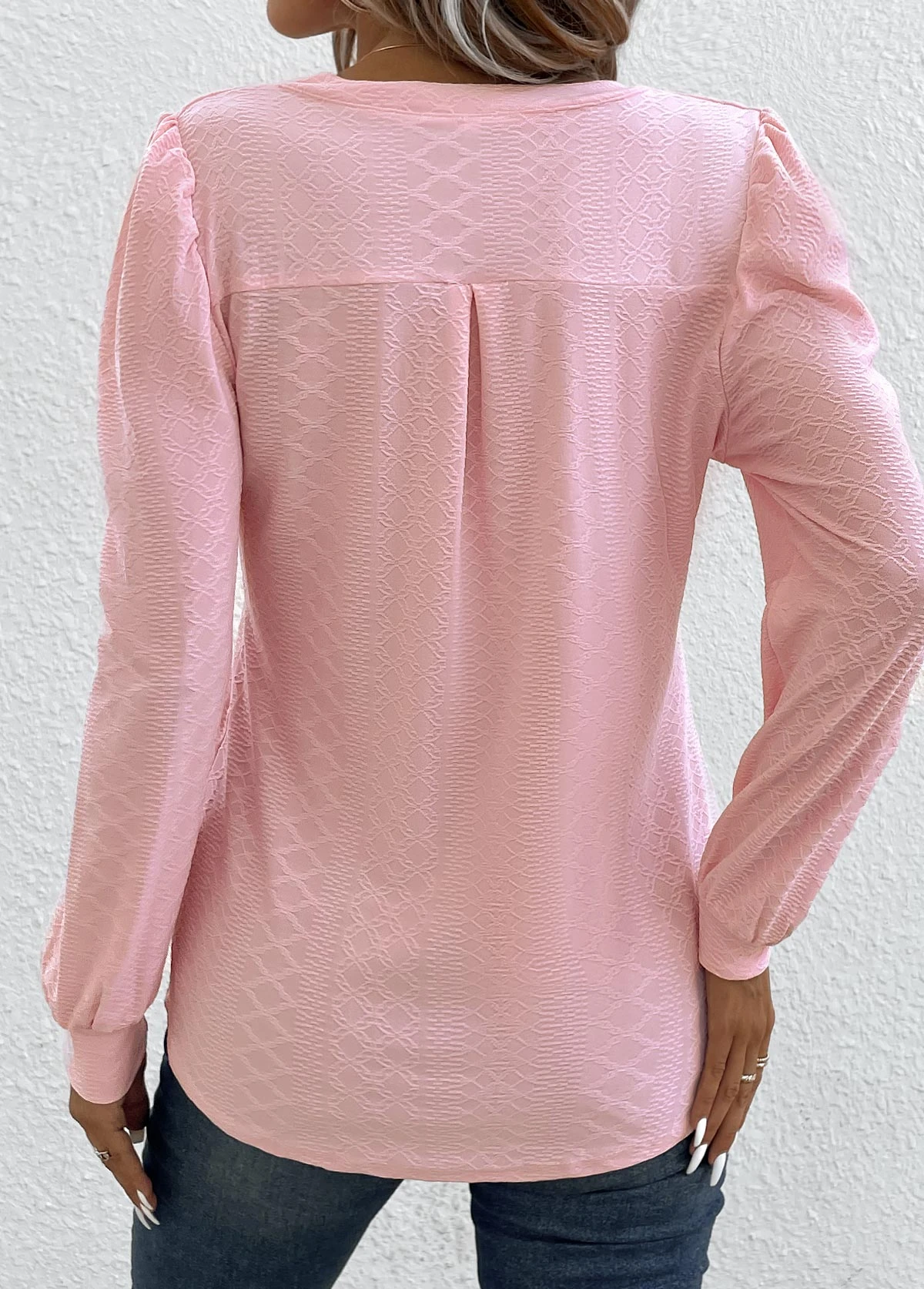 Light Pink Ruched Long Sleeve T Shirt 2 Light Pink Ruched Long Sleeve T Shirt - Image 2