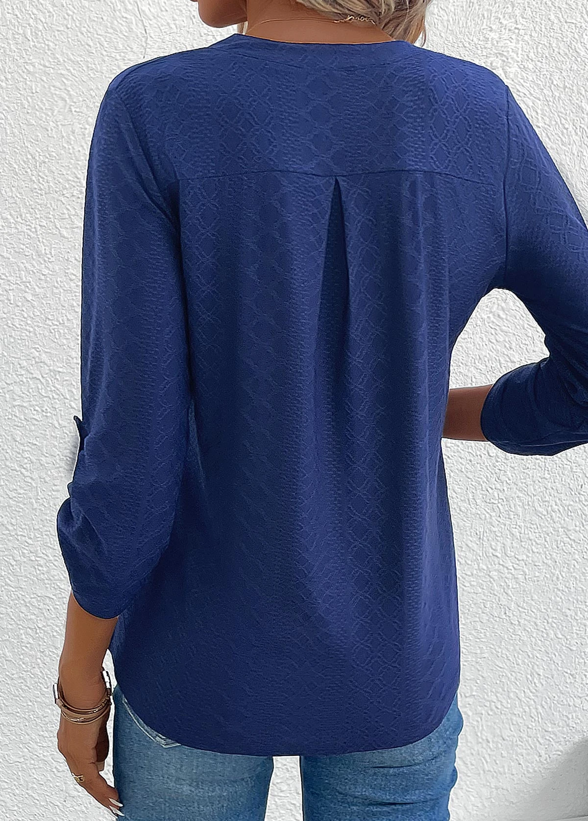 Navy Split Long Sleeve T Shirt 2 Navy Split Long Sleeve T Shirt - Image 2