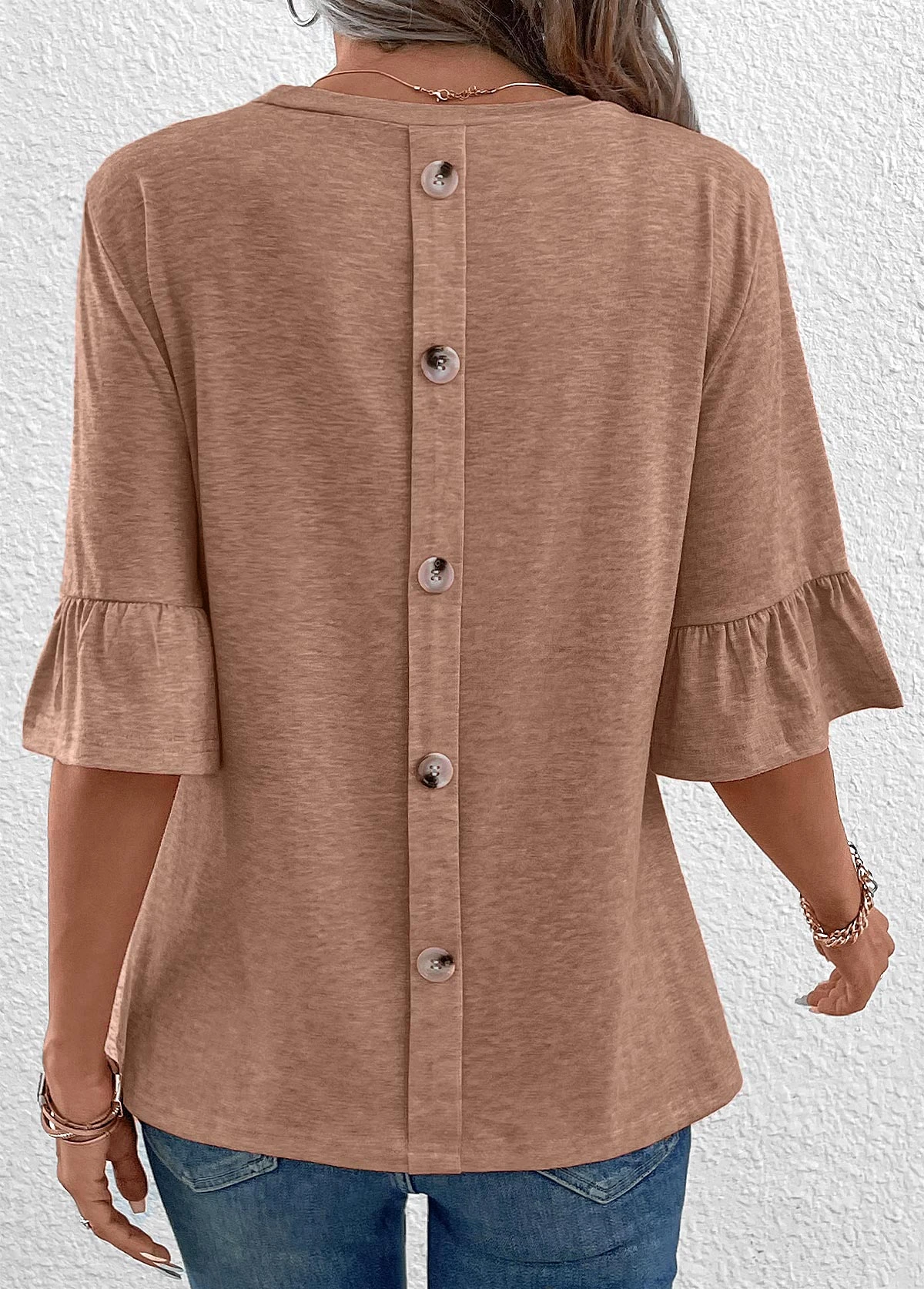Light Camel Button Half Sleeve T Shirt 1 Light Camel Button Half Sleeve T Shirt
