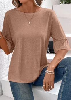 Light Camel Button Half Sleeve T Shirt 10 Light Camel Button Half Sleeve T Shirt -LICA Clothing Shop 339340 P 16908908106244