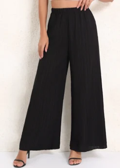 Black Ruched Elastic Waist High Waisted Pants 9 Black Ruched Elastic Waist High Waisted Pants -LICA Clothing Shop 340223 P 16935649150674