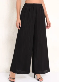 Black Ruched Elastic Waist High Waisted Pants 7 Black Ruched Elastic Waist High Waisted Pants -LICA Clothing Shop 340223 P 16935649154452
