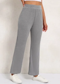 Elastic Waist High Waisted Grey Pants -LICA Clothing Shop 341321 P 16935649132002