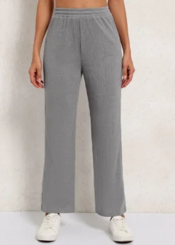 Elastic Waist High Waisted Grey Pants -LICA Clothing Shop 341321 P 16935649134933