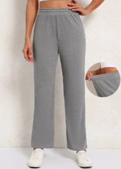 Elastic Waist High Waisted Grey Pants