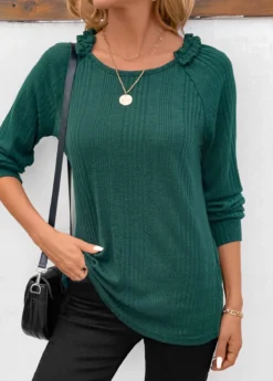 Turquoise Patchwork Long Sleeve Round Neck T Shirt 8 Turquoise Patchwork Long Sleeve Round Neck T Shirt -LICA Clothing Shop 341967 P 16977164105620