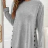 Grey Patchwork Long Sleeve Round Neck T Shirt